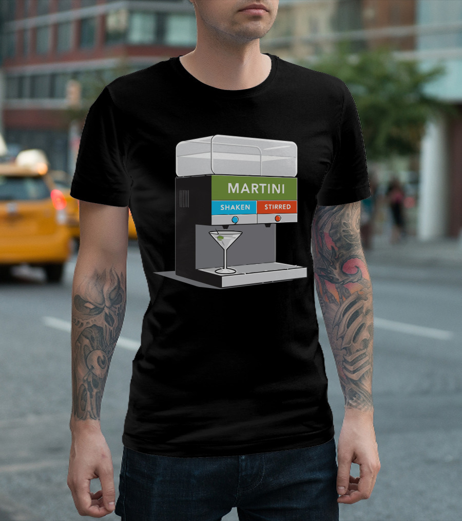 Martini Shaken Stirred Beverage Dispenser With Cocktail Glass T-Shirt