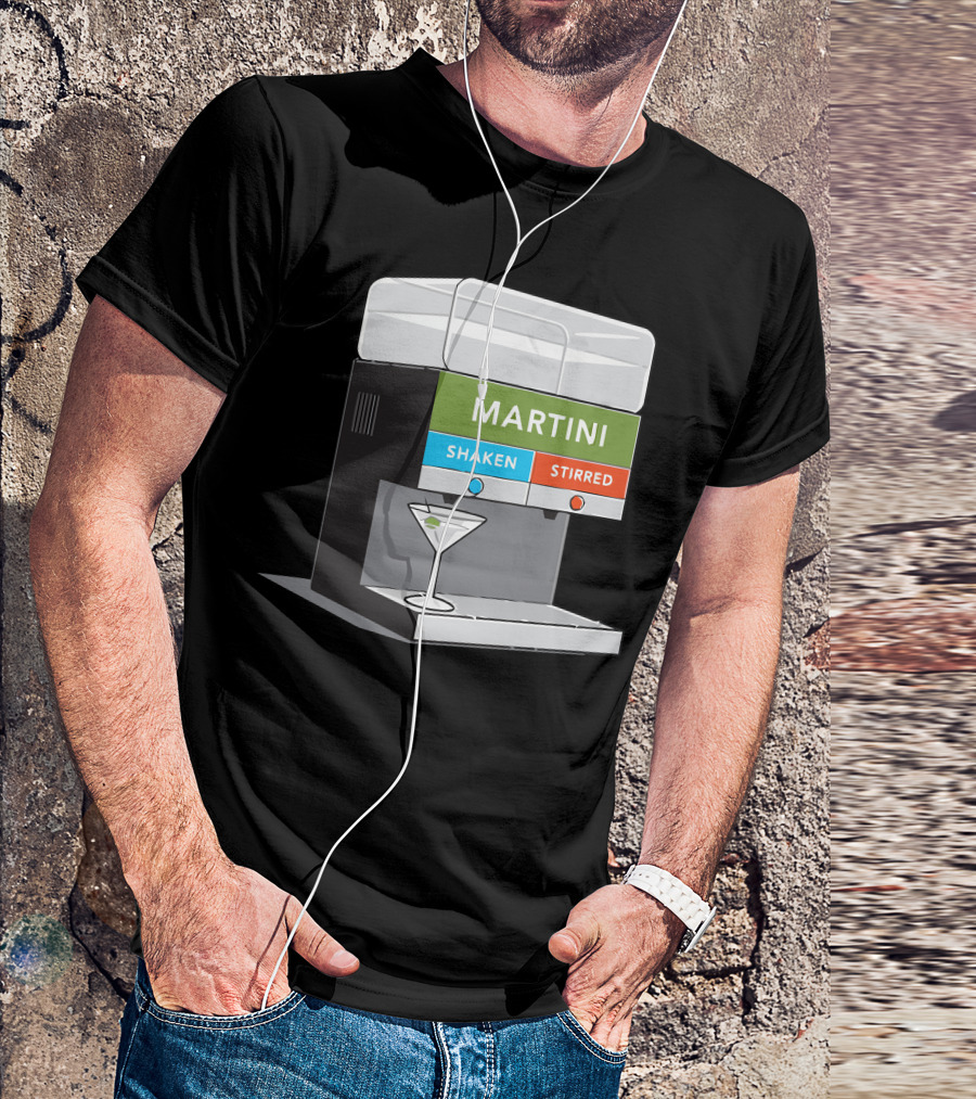 Martini Shaken Stirred Beverage Dispenser With Cocktail Glass T-Shirt
