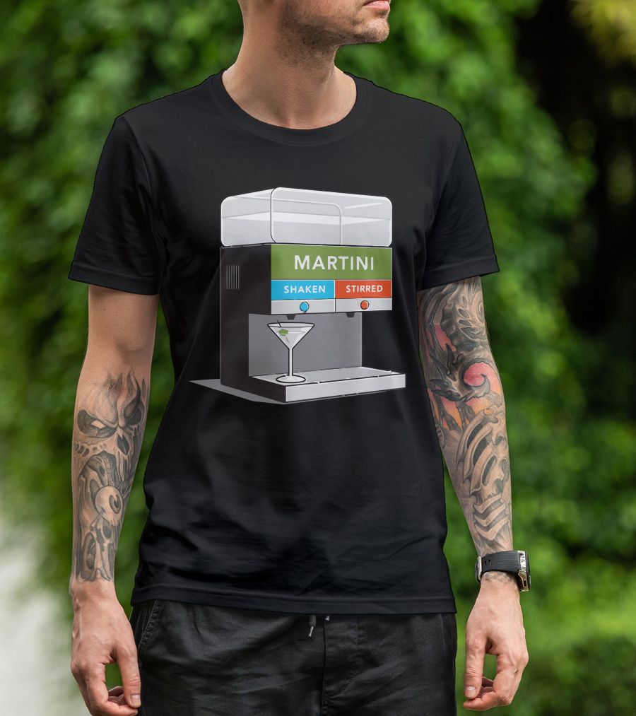 Martini Shaken Stirred Beverage Dispenser With Cocktail Glass T-Shirt