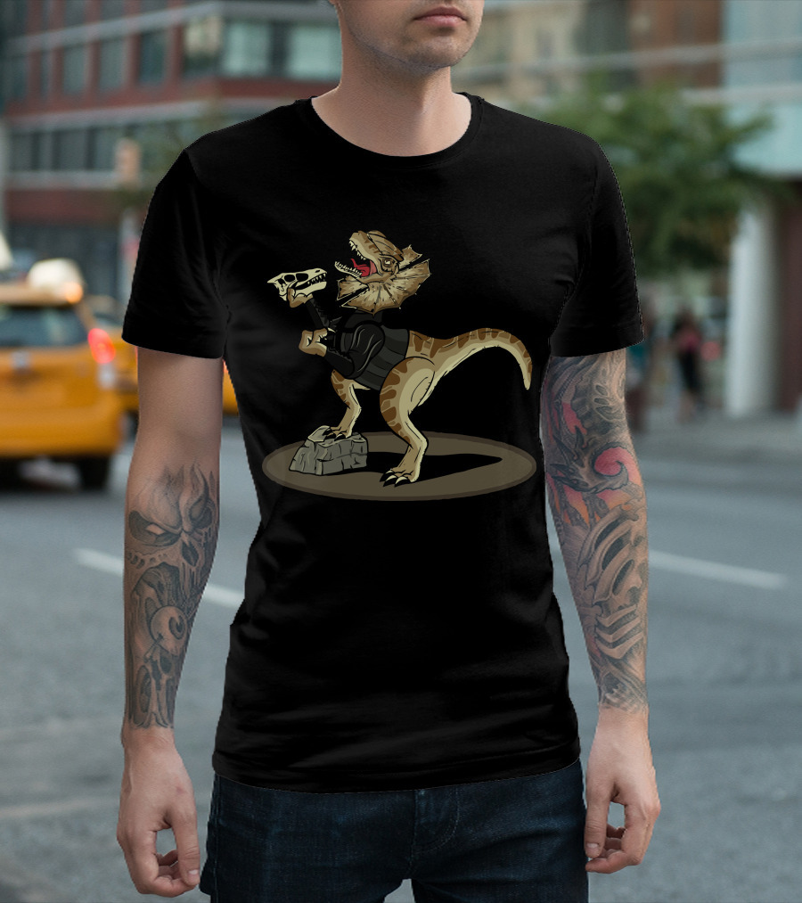 Shakespearosaurus Dinosaur Holding Skull Comedy T-Shirt