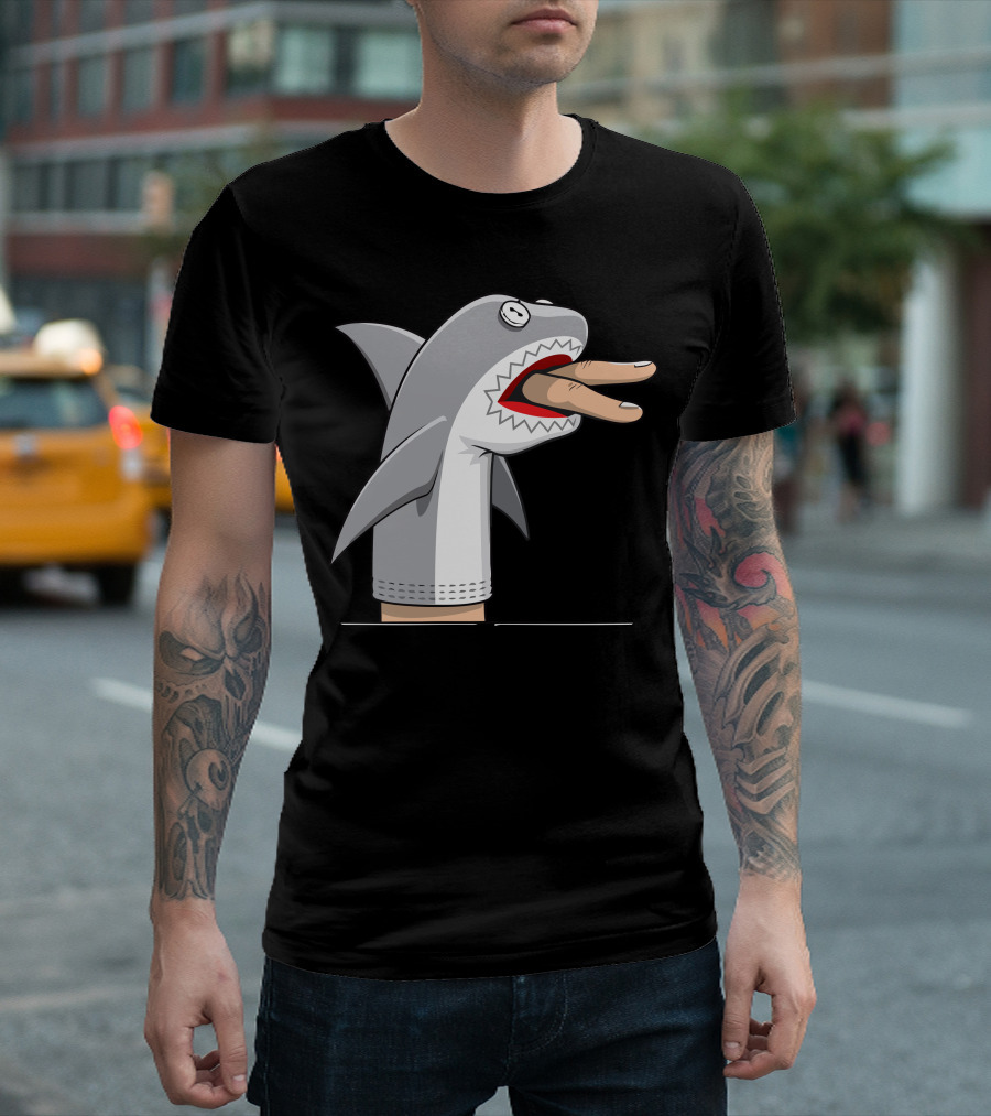 Sock Puppet Shark With Fingers As Teeth T-Shirt