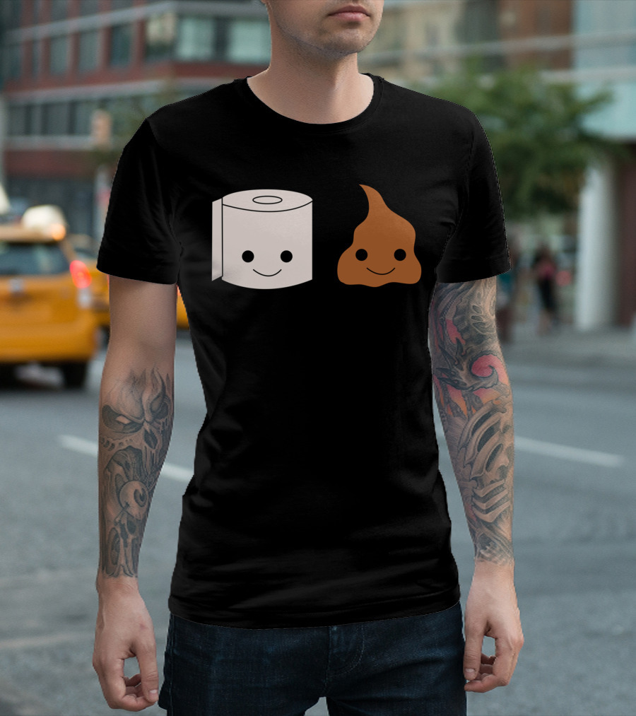 Bathroom Toilet Paper Poop Emoji Smiley Faces T-Shirt