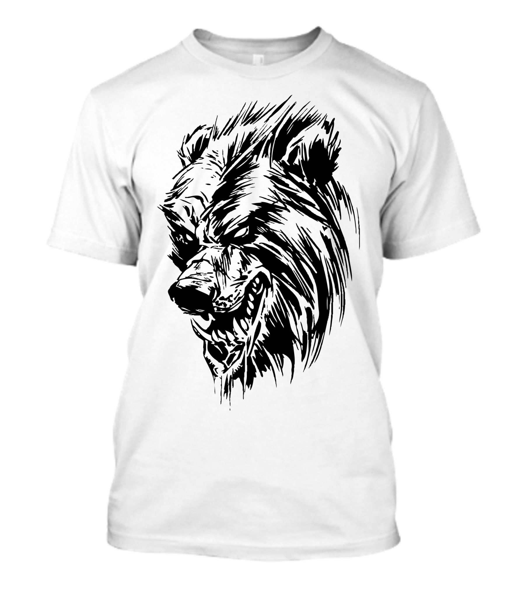 Black Werebear Fierce Glowing Eyes Grinning Wolf T-Shirt