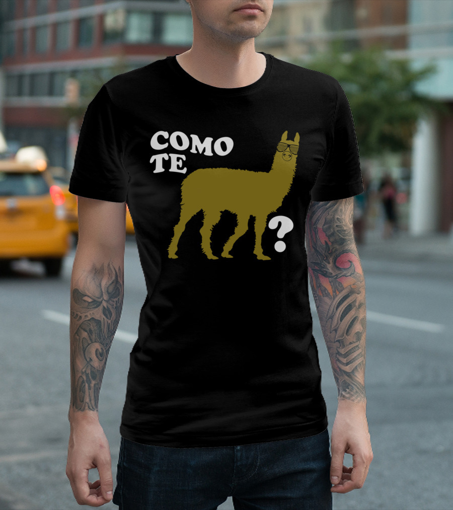 COMO TE LLAMA Sunglasses Llama With Question Mark T-Shirt