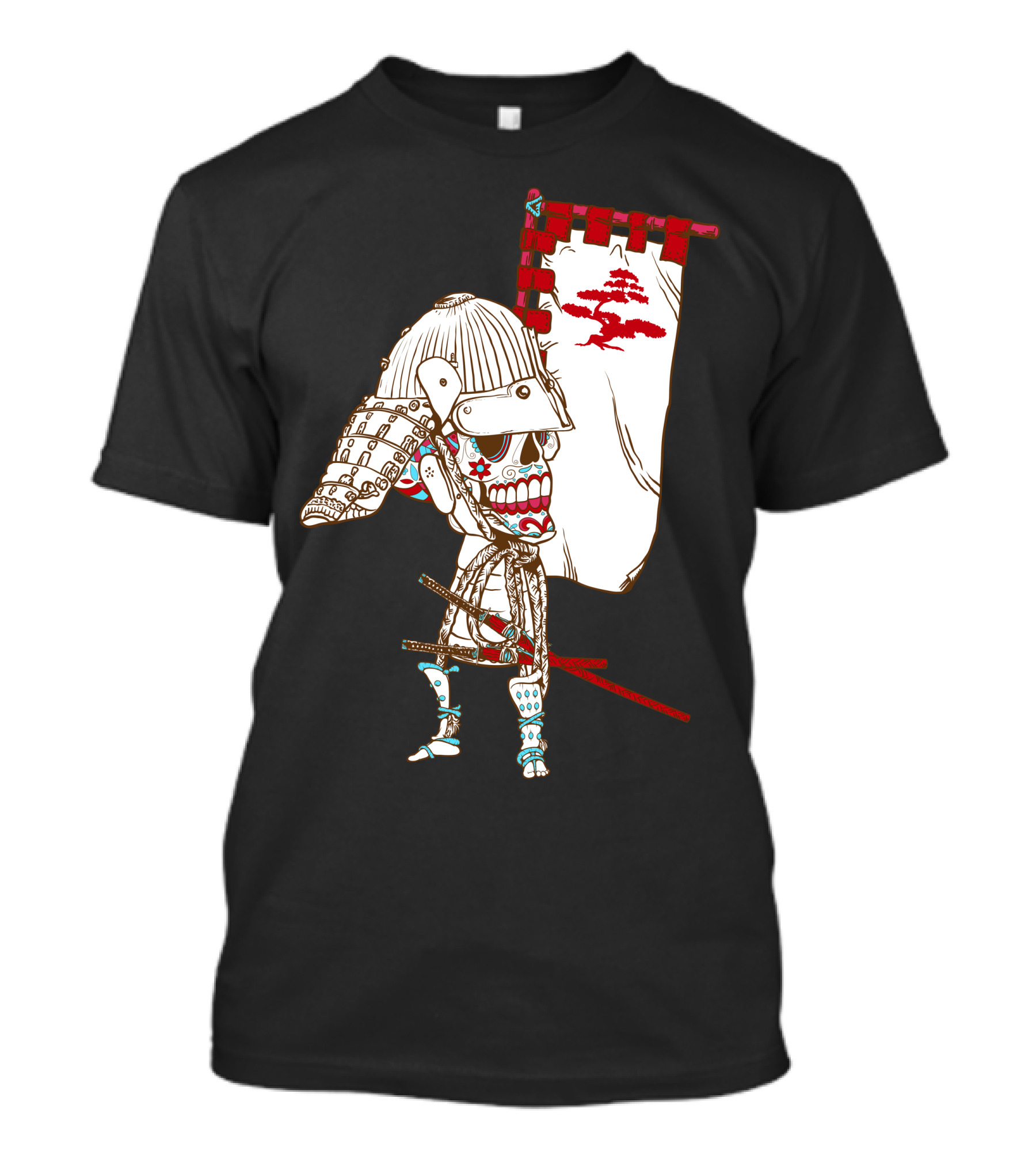 Dead Sugar Samurai Skeleton Warrior With Banner T-Shirt