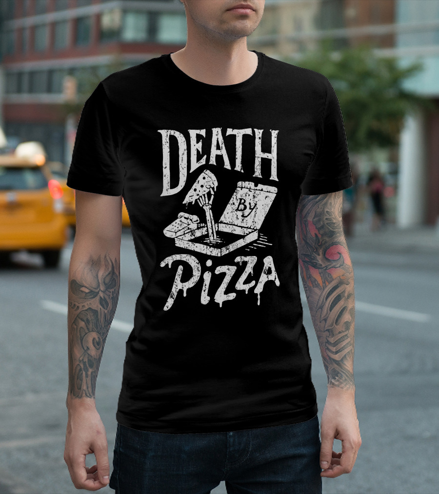 Death By Pizza Grim Reaper Skeleton Slice T-Shirt