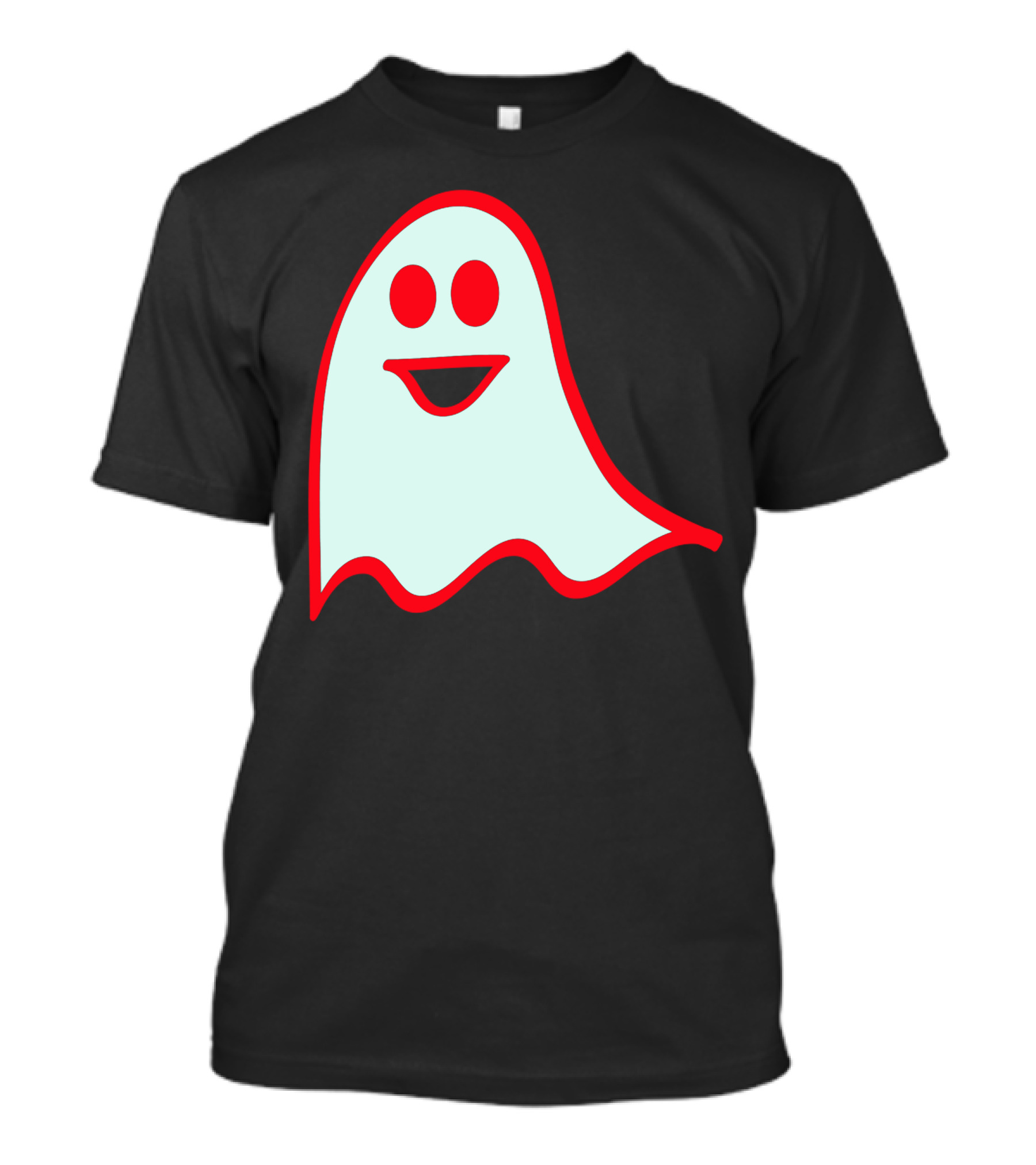 Happy Ghost Smiling With Red Outline T-Shirt