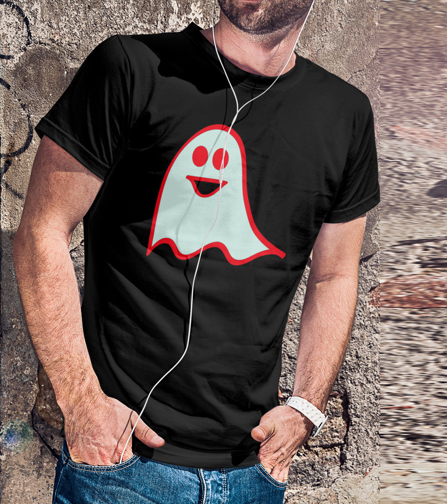 Happy Ghost Smiling With Red Outline T-Shirt