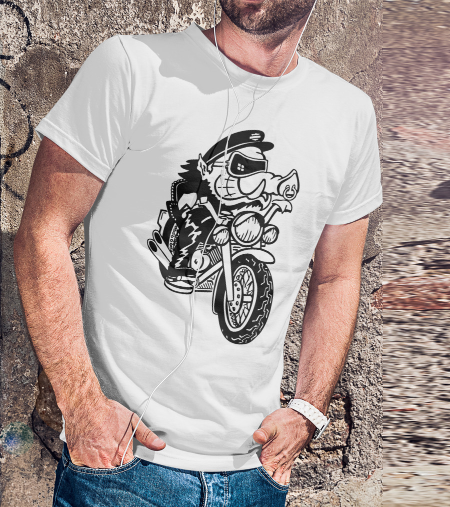 Hog Wheel Head Biker Cartoon Motorcycle Rider T-Shirt