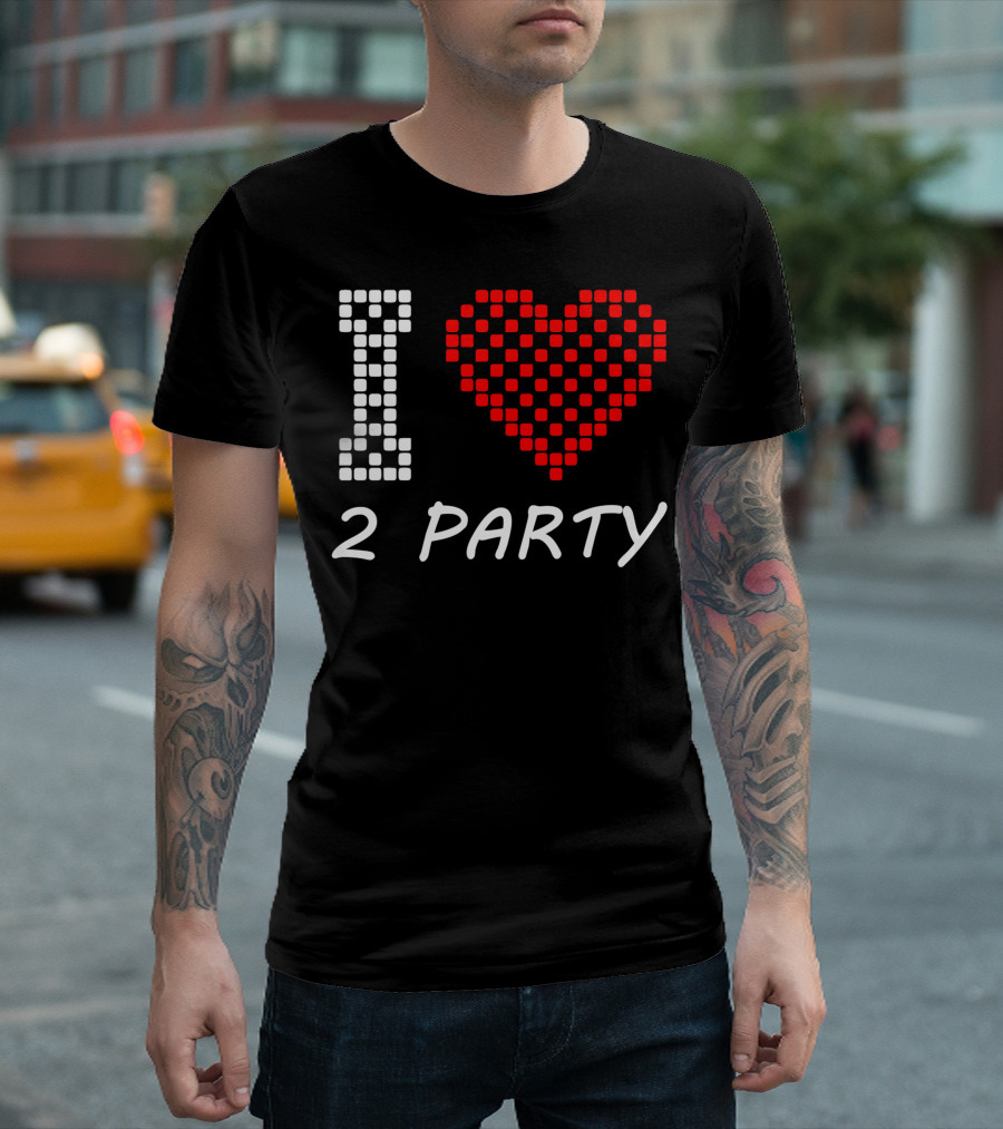 I Love Heart 2 Party Red Checkered T-Shirt