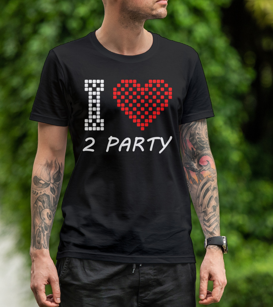 I Love Heart 2 Party Red Checkered T-Shirt
