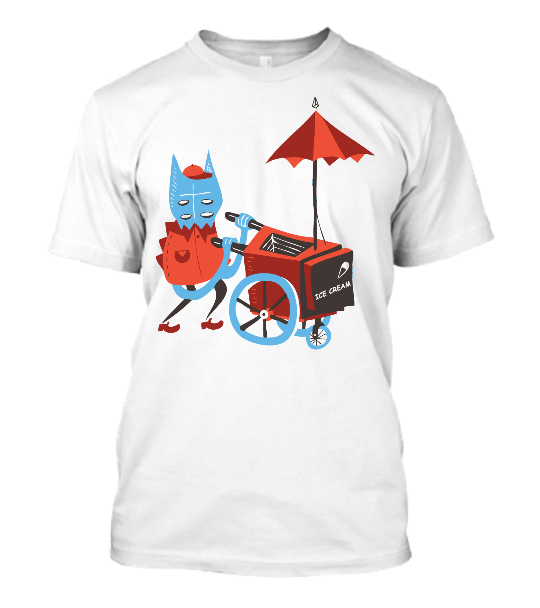 Ice Cream Beastie With Cart And Red Umbrella T-Shirt