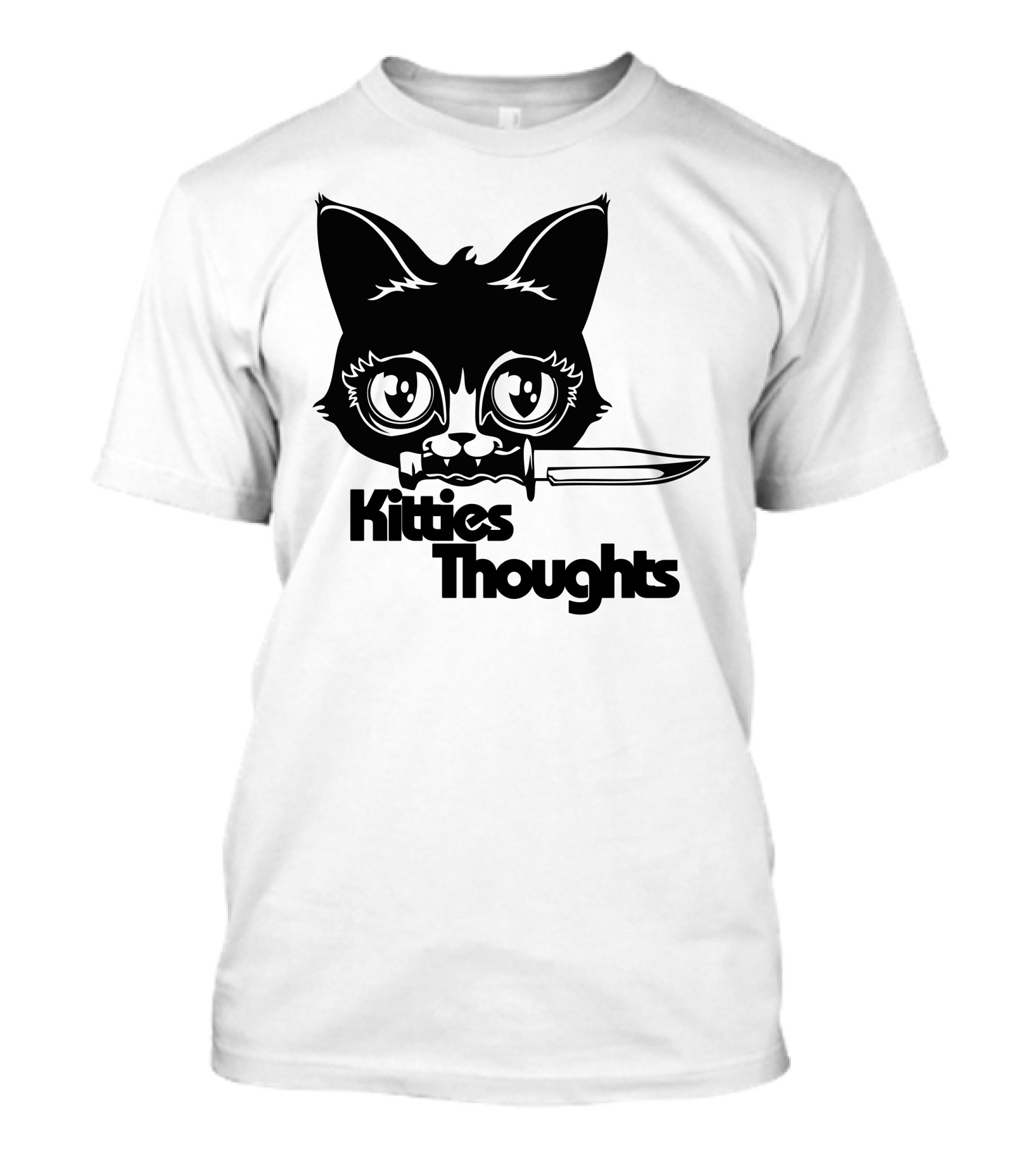 Kitties Thoughts Knife Cat Face T-Shirt
