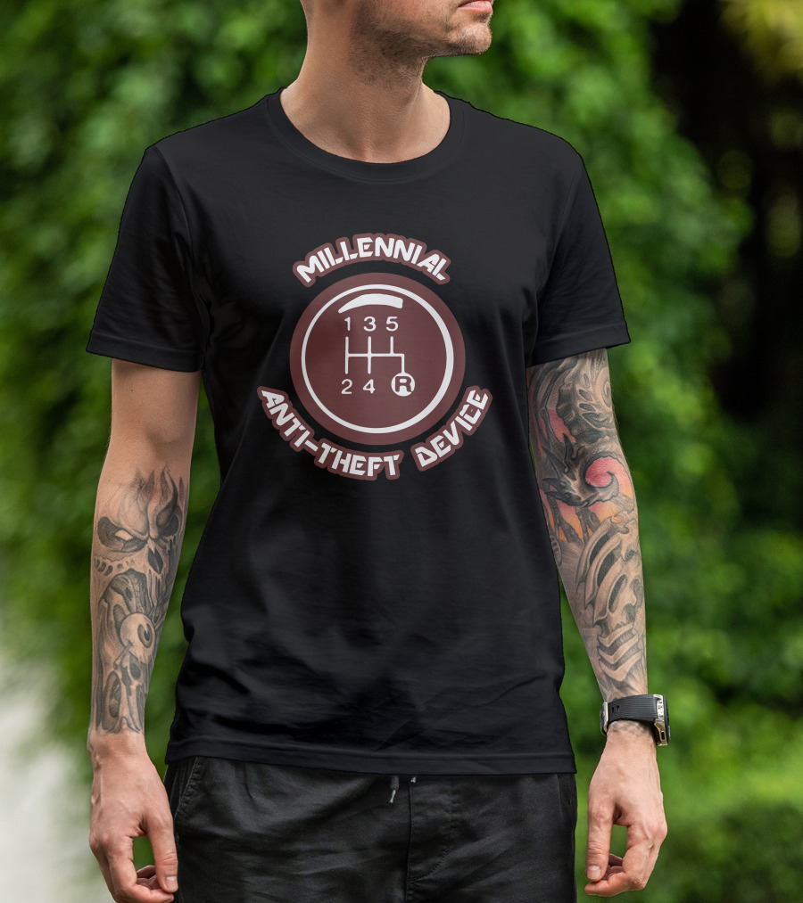 Manual Gear Shift Millennial Anti Theft Device T-Shirt