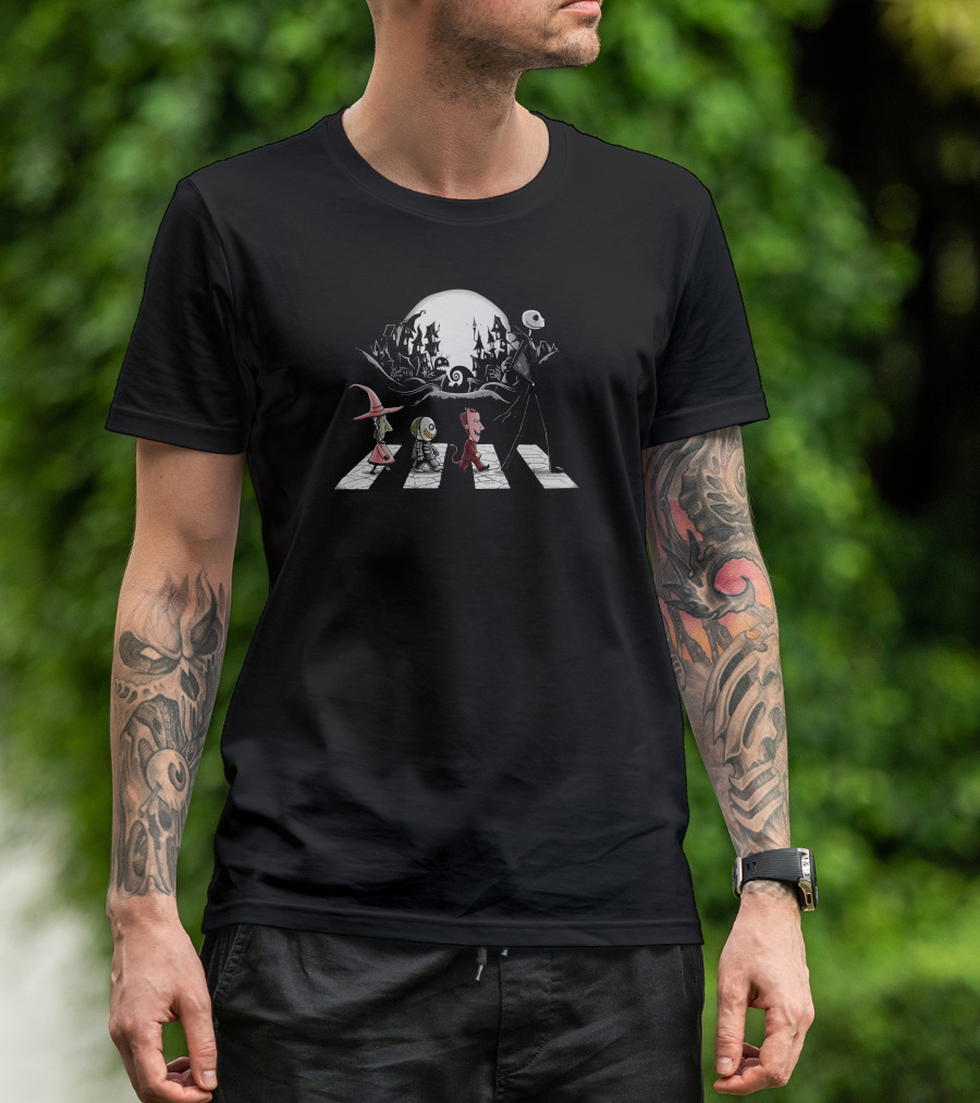 The Nightmare Before Christmas Meets Abbey Road Halloween Moon T-Shirt