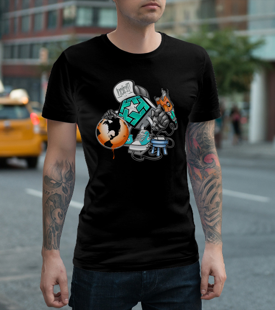Star Guy Graffiti Art Earth Sneakers T-Shirt
