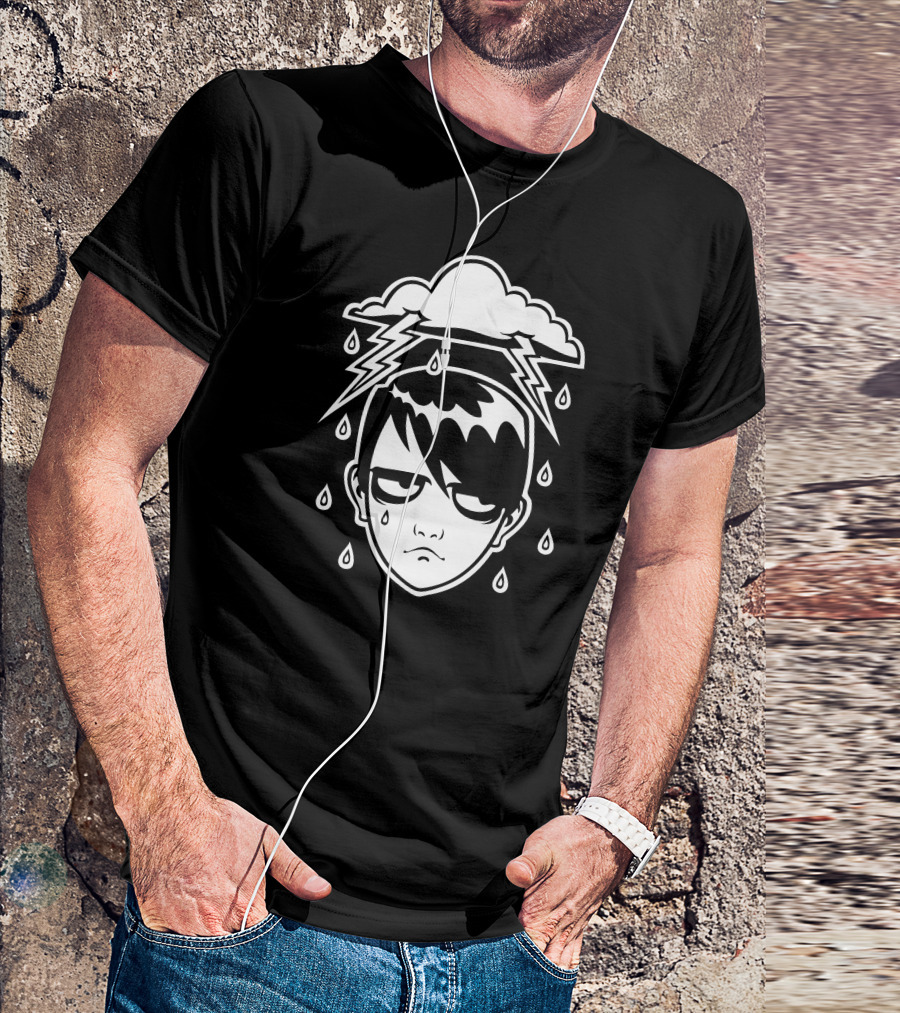 Stormy Emo Mood With Lightning And Raindrops T-Shirt