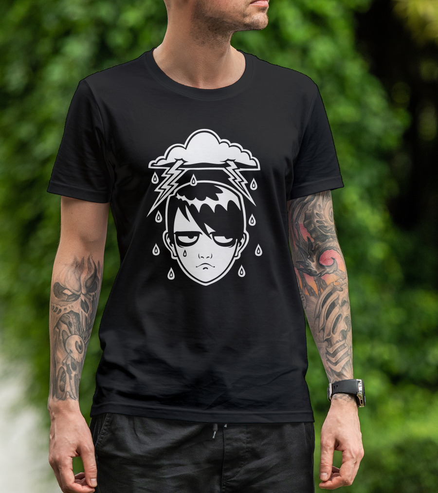 Stormy Emo Mood With Lightning And Raindrops T-Shirt