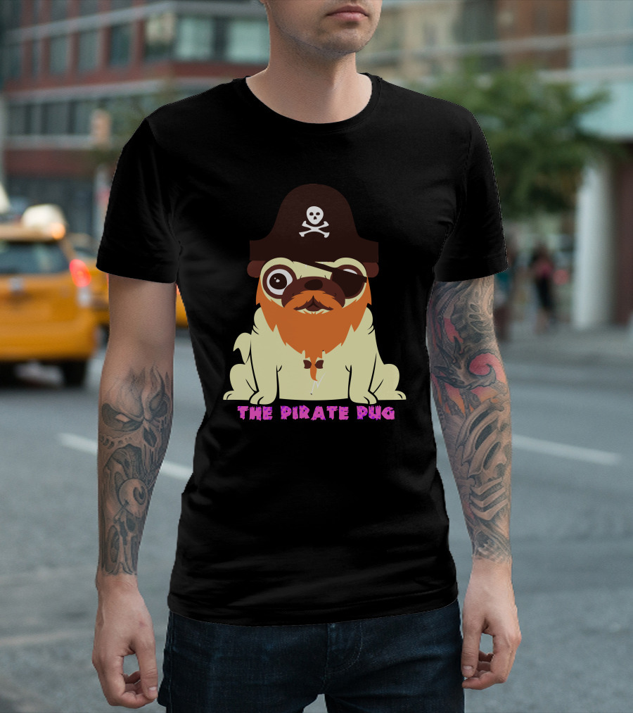 The Pirate Pug Skull And Crossbones Hat T-Shirt