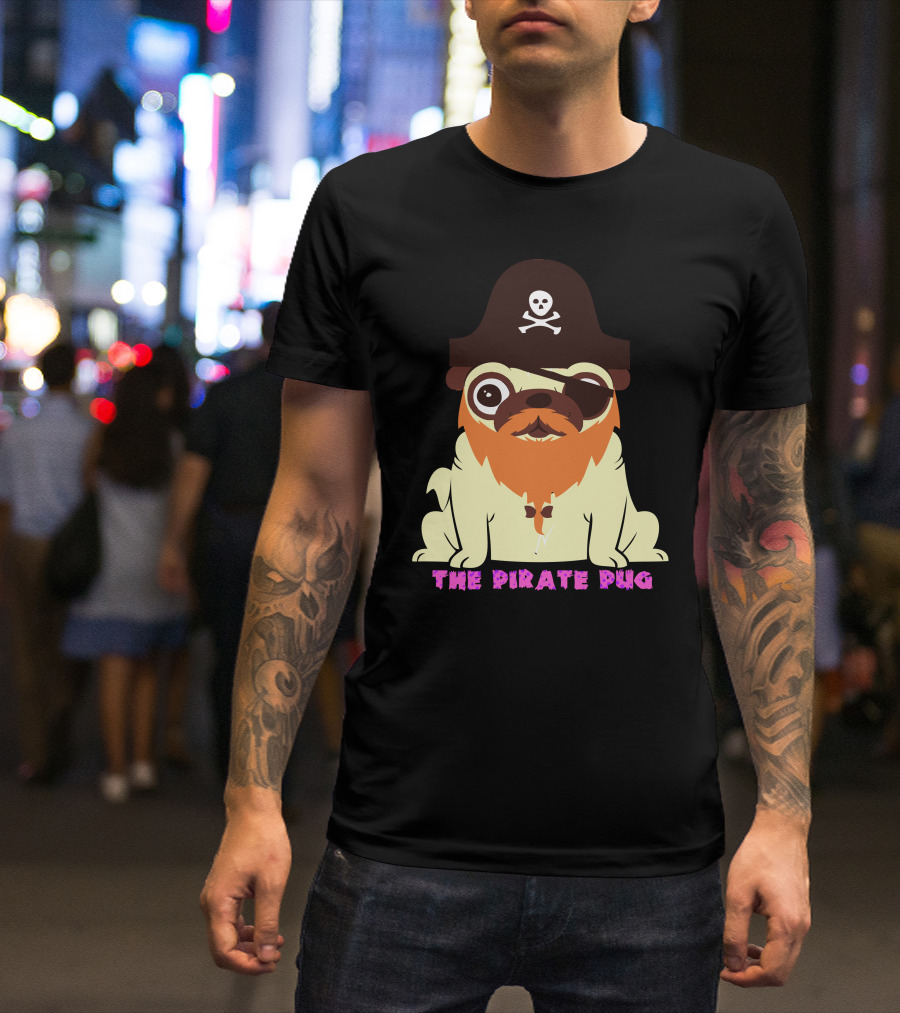 The Pirate Pug Skull And Crossbones Hat T-Shirt