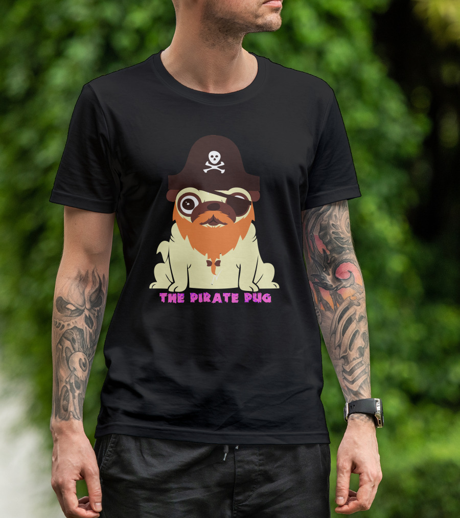 The Pirate Pug Skull And Crossbones Hat T-Shirt