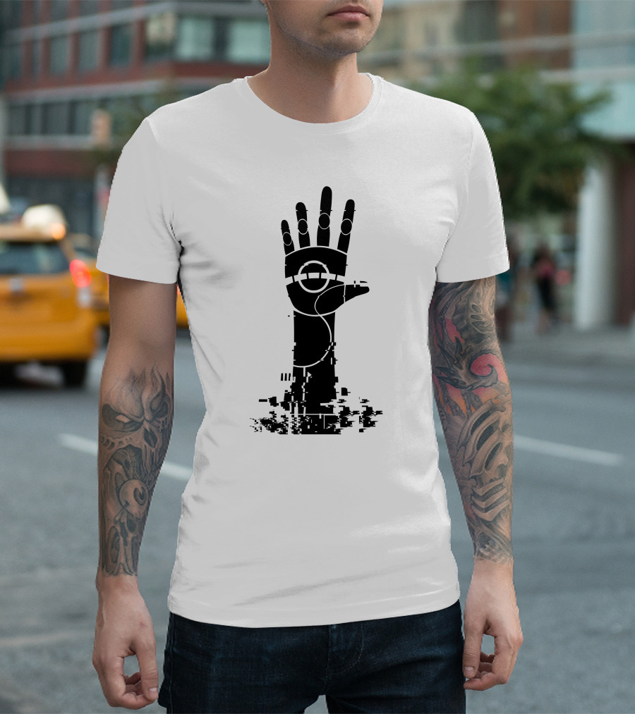 Unperson Hand Pixelated Glitch T-Shirt