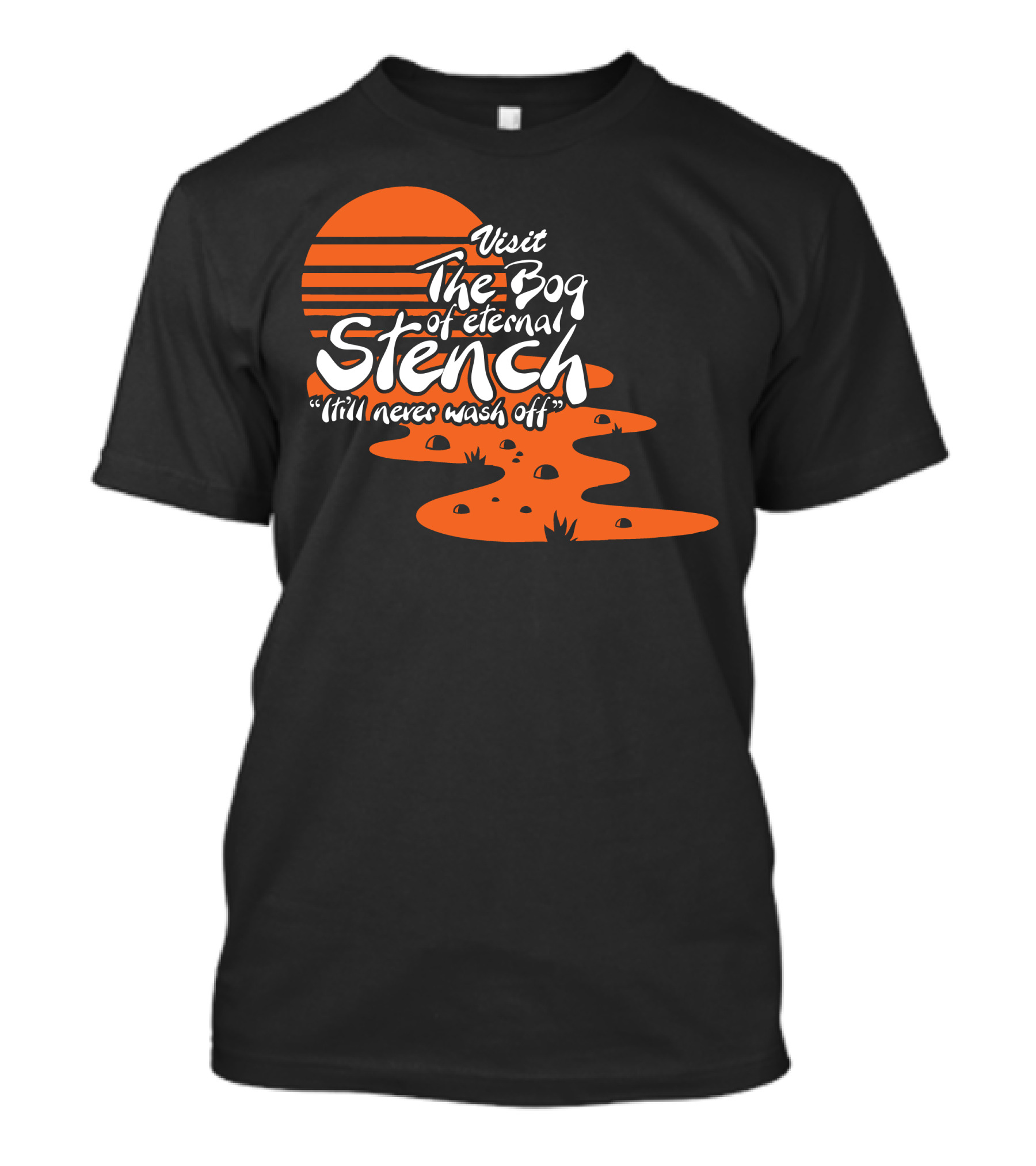 Visit The Bog Of Eternal Stench It'll Never Wash Off Retro Sunset T-Shirt