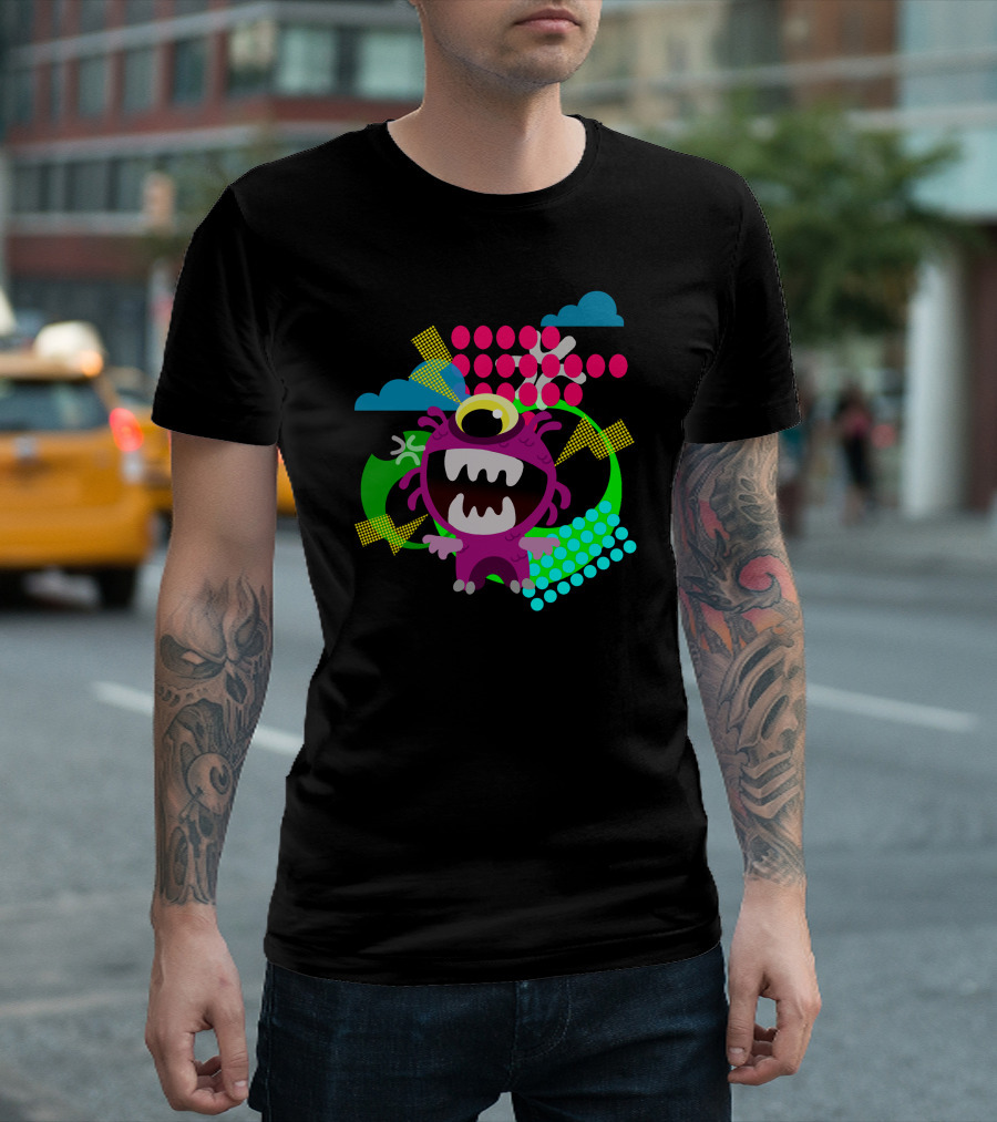 Yokai Baka Monster with Colorful Geometric Shapes T-Shirt