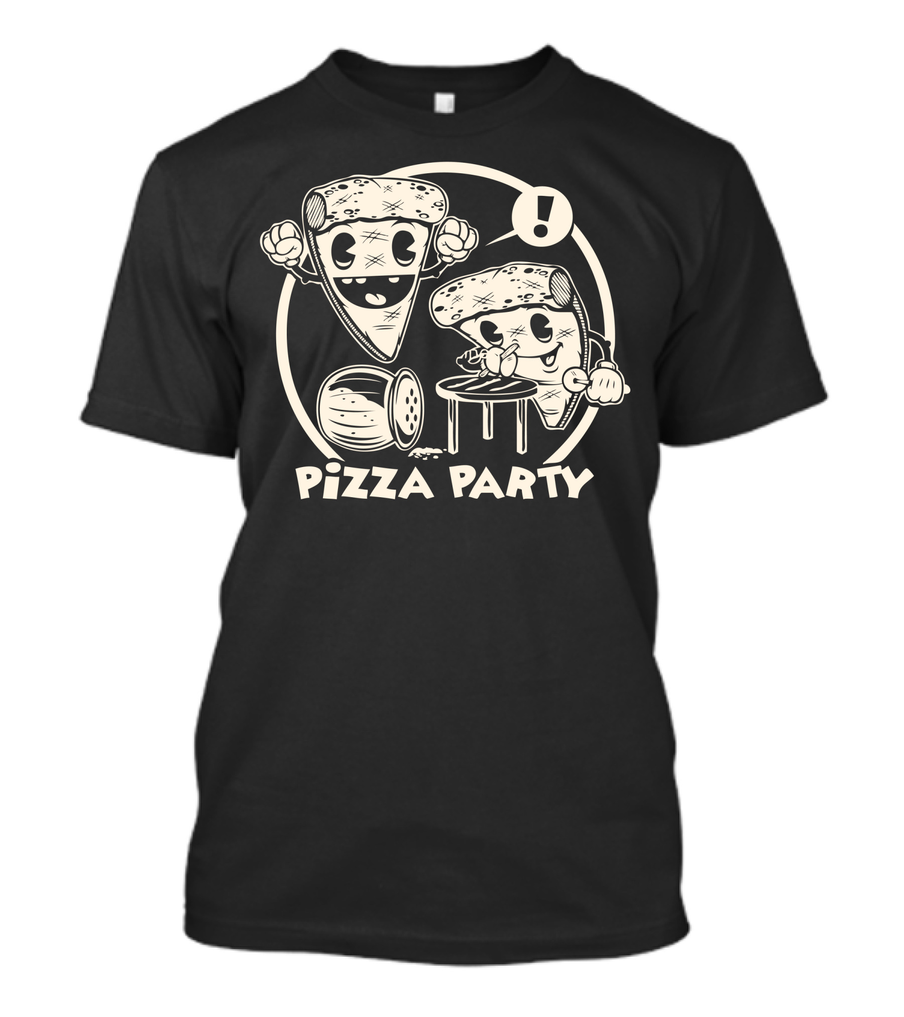 Retro Pizza Party Fun With Drum And Table Music T-Shirt