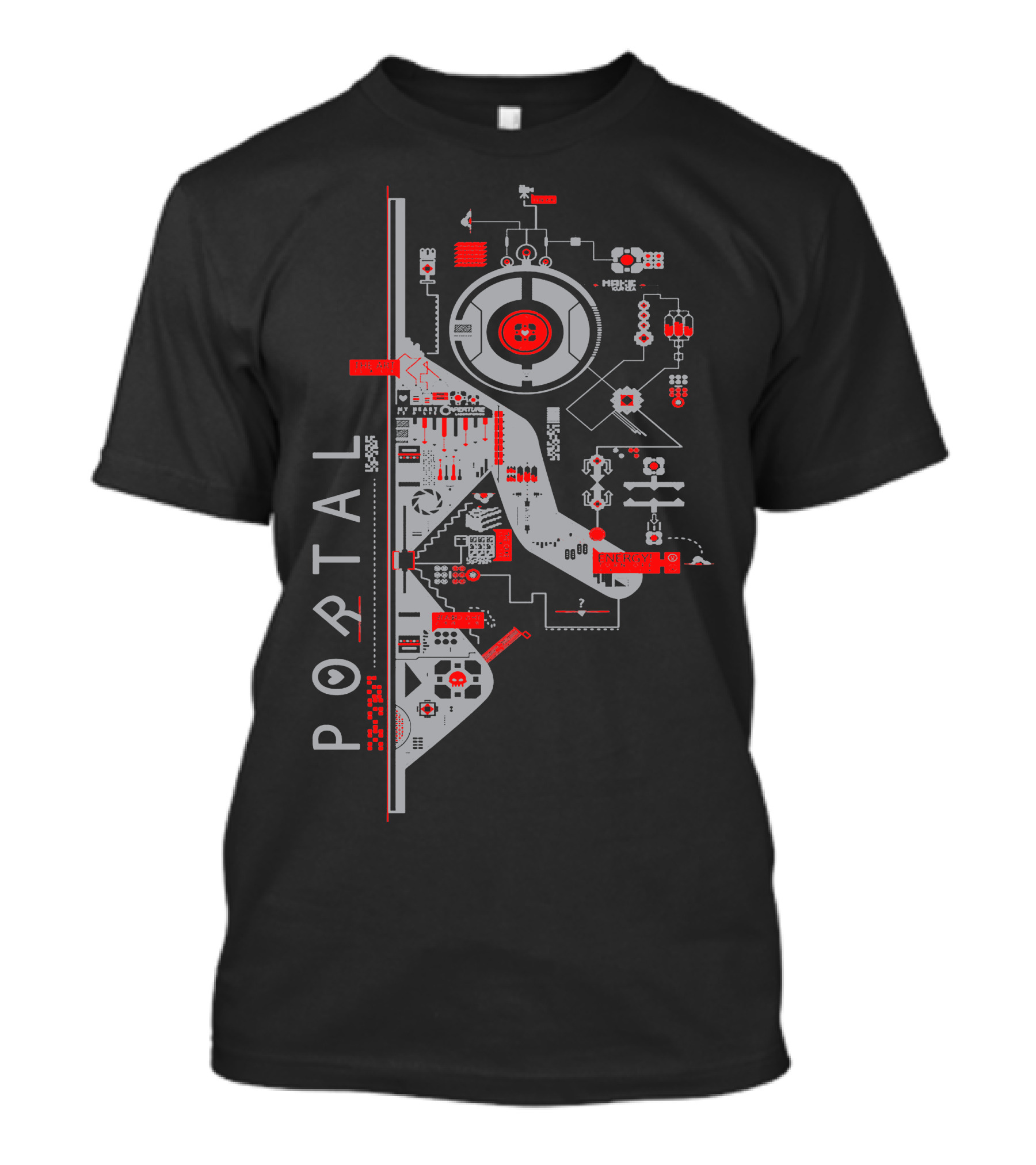 Portal Video Game Circuit Map Blueprint T-Shirt