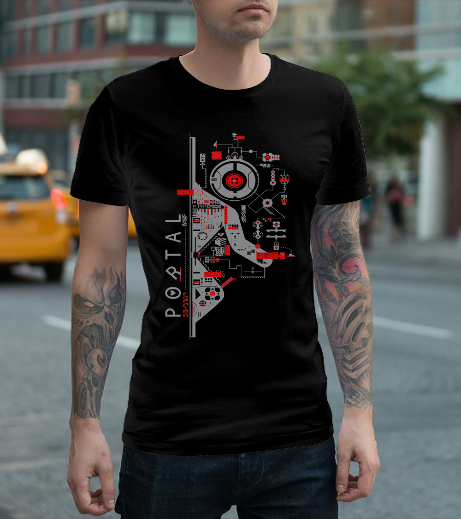 Portal Video Game Circuit Map Blueprint T-Shirt