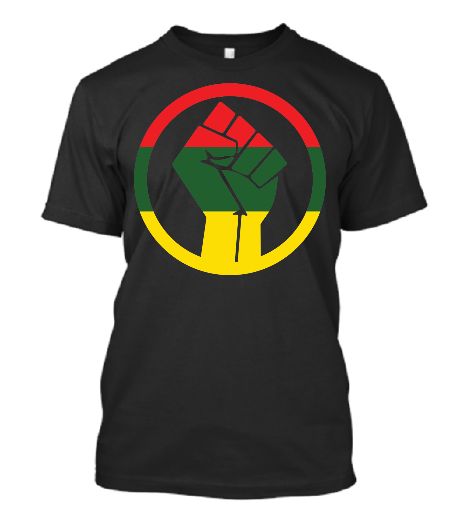 Rastafarian Black Power Fist With Red Gold Green Circle T-Shirt