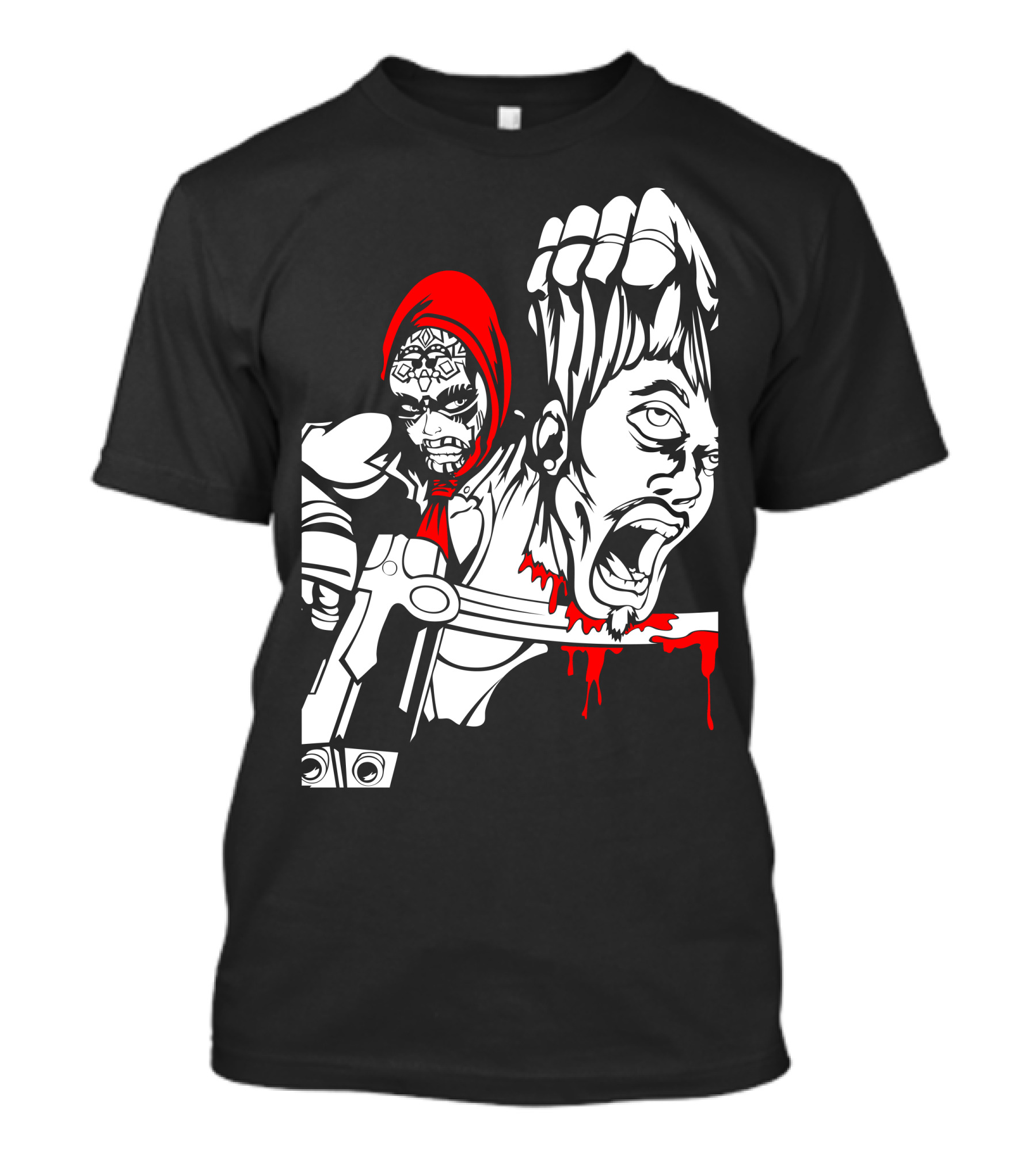Red Murder Reaper With Scythe And Severed Head T-Shirt