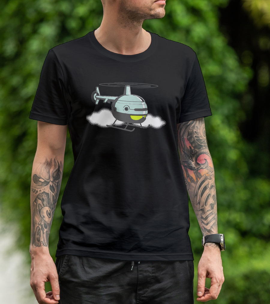 Robocopter In The Clouds With Futuristic Helicopter T-Shirt