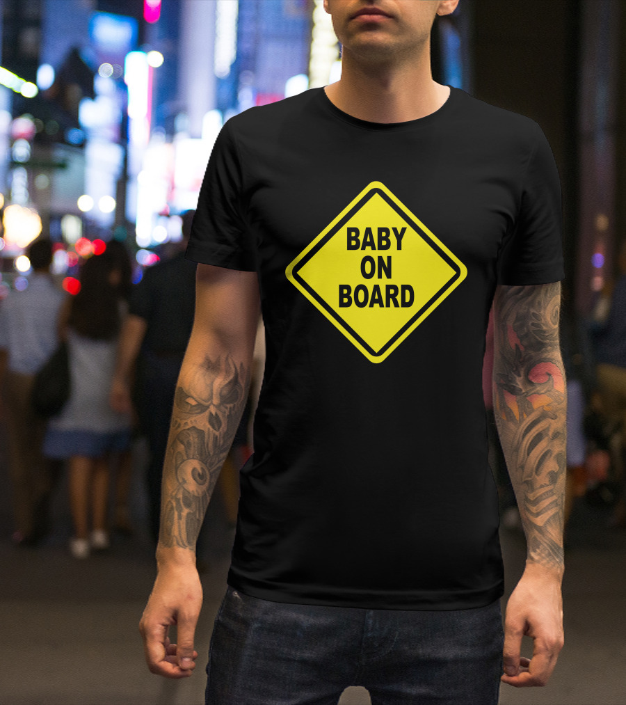 Baby On Board Yellow Caution Sign Bumper Sticker Safety Decal T-Shirt