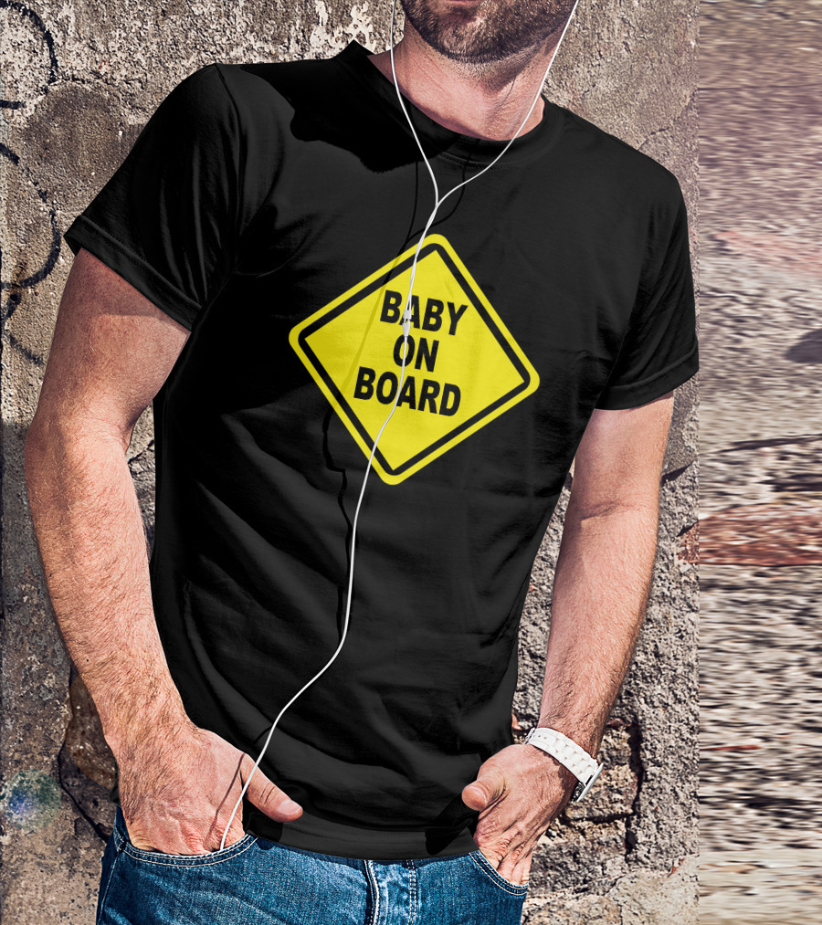 Baby On Board Yellow Caution Sign Bumper Sticker Safety Decal T-Shirt