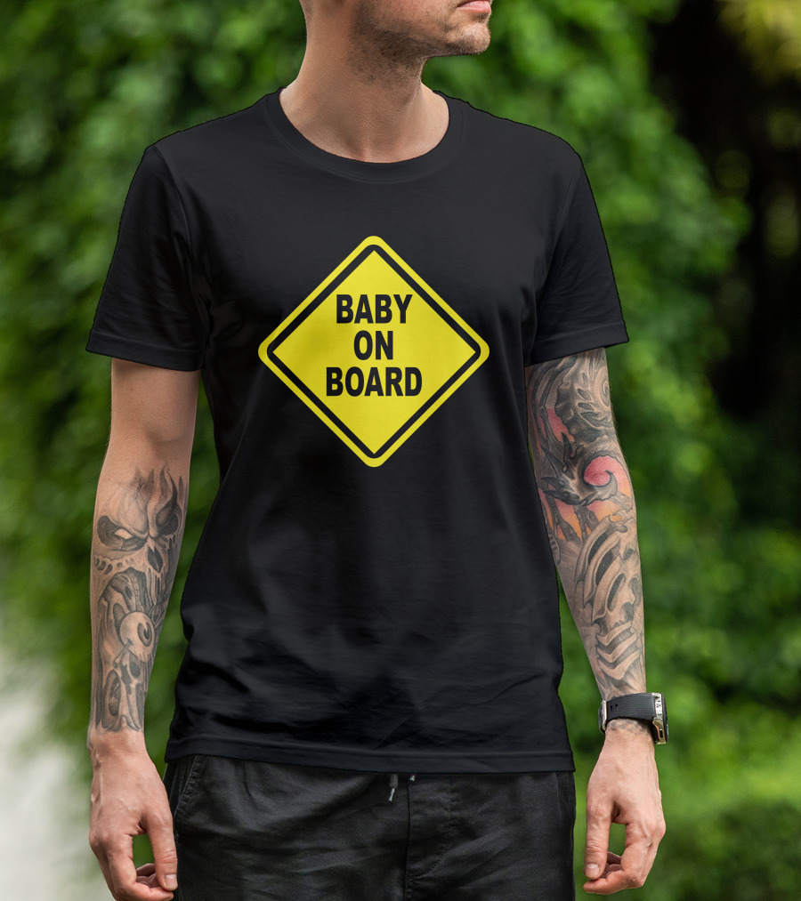 Baby On Board Yellow Caution Sign Bumper Sticker Safety Decal T-Shirt