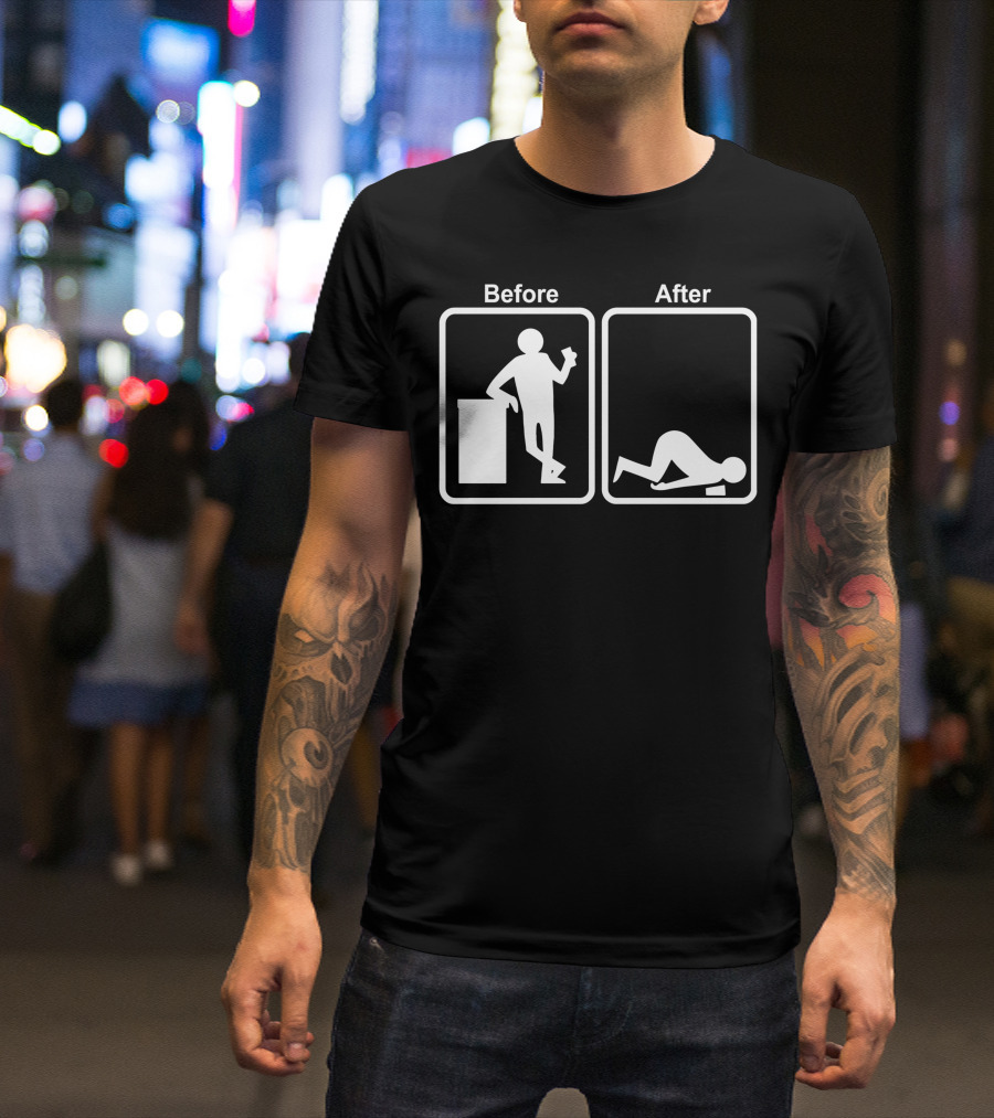 Before After Icons Drinking Leaning Collapse T-Shirt