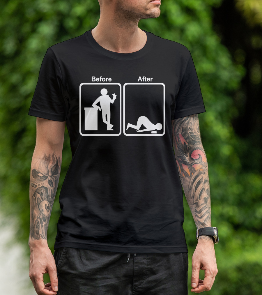 Before After Icons Drinking Leaning Collapse T-Shirt