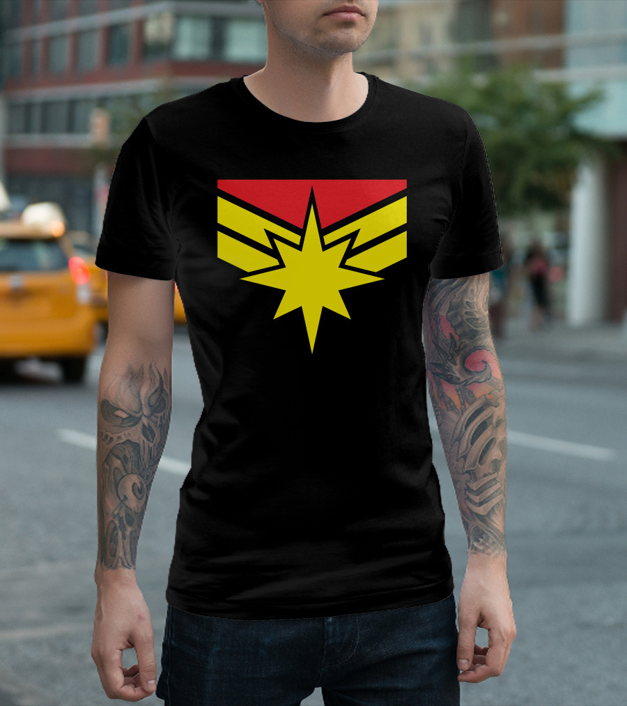 Distressed Captain Marvel Star Emblem Super Heroine T-Shirt