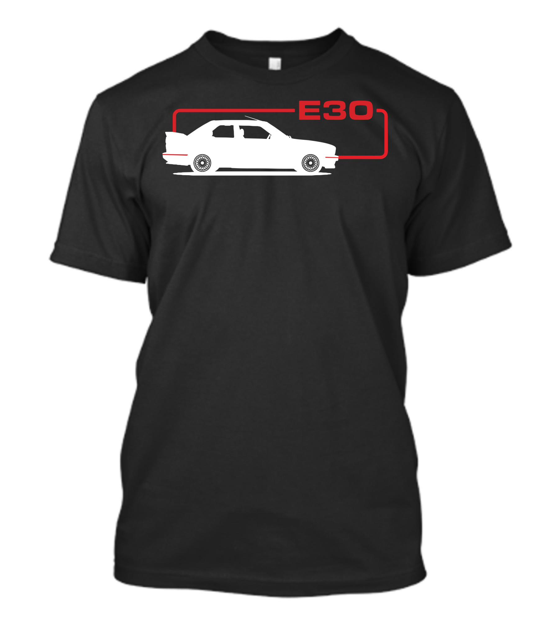 E30 Car Silhouette Red Highlight T-Shirt