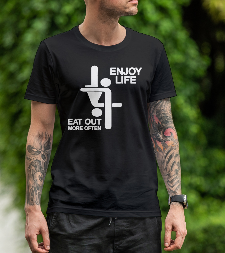 Enjoy Life Eat Out More Often Stick Figure Humorous T-Shirt