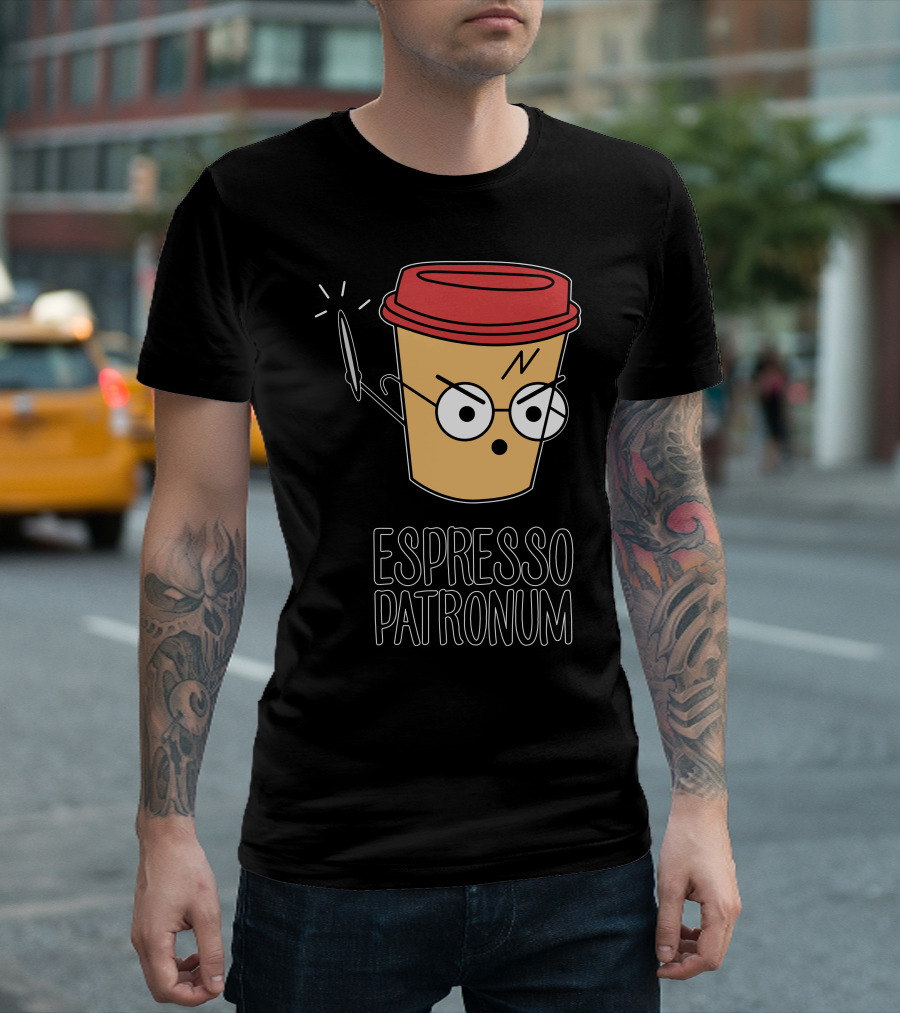 Espresso Patronum Coffee Cup Magic Wand Glasses Iconic Mashup T-Shirt