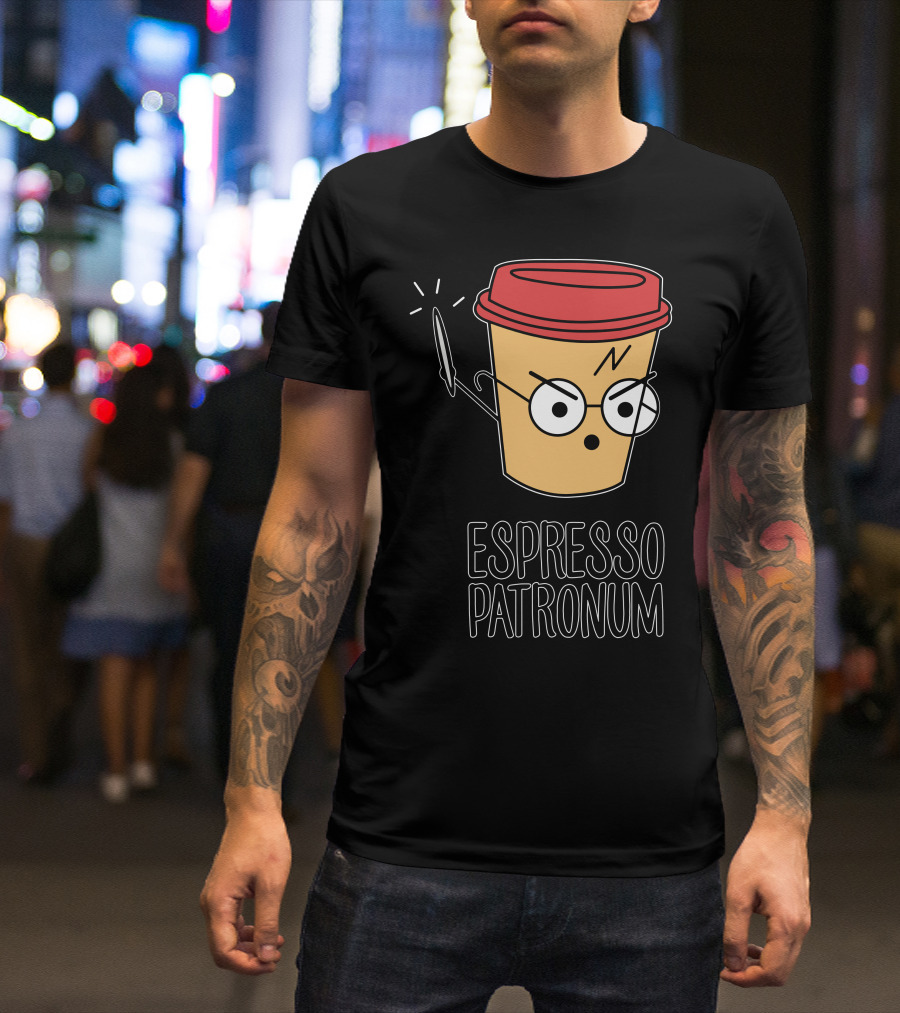 Espresso Patronum Coffee Cup Magic Wand Glasses Iconic Mashup T-Shirt