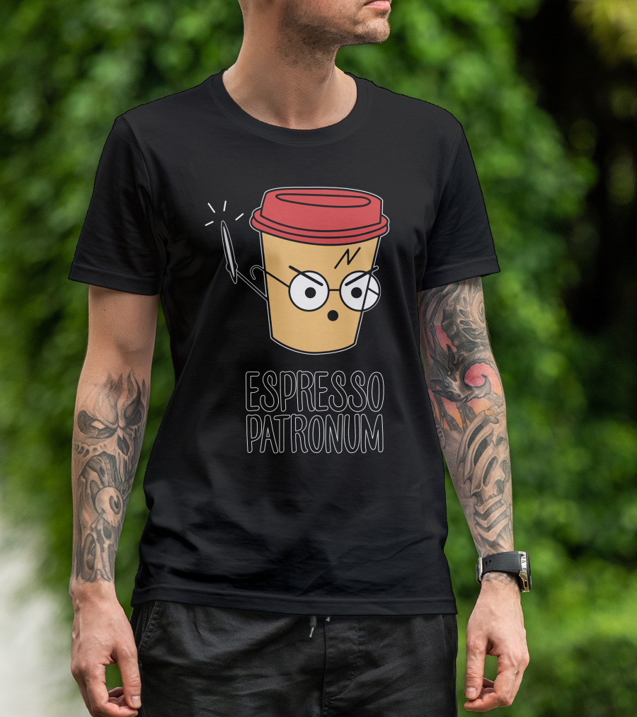 Espresso Patronum Coffee Cup Magic Wand Glasses Iconic Mashup T-Shirt
