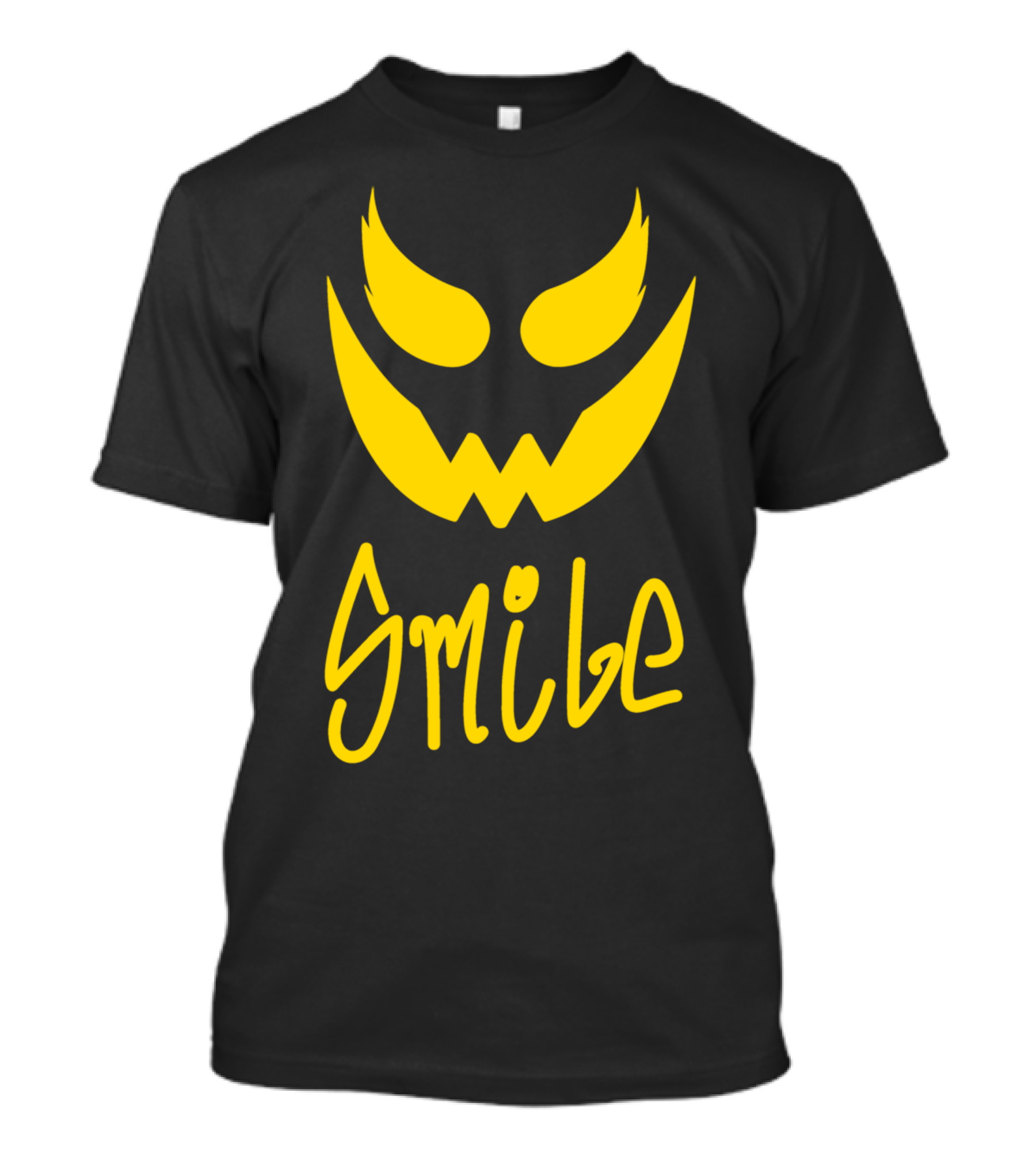 Smile Evil Face Bold Yellow Eyes And Mouth T-Shirt