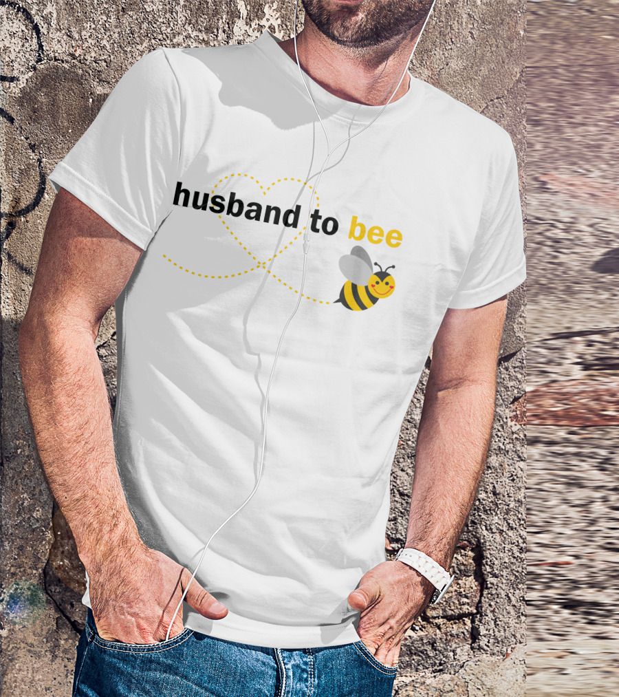 Husband To Bee Heart Dotted Line With Smiling Cartoon Bee T-Shirt