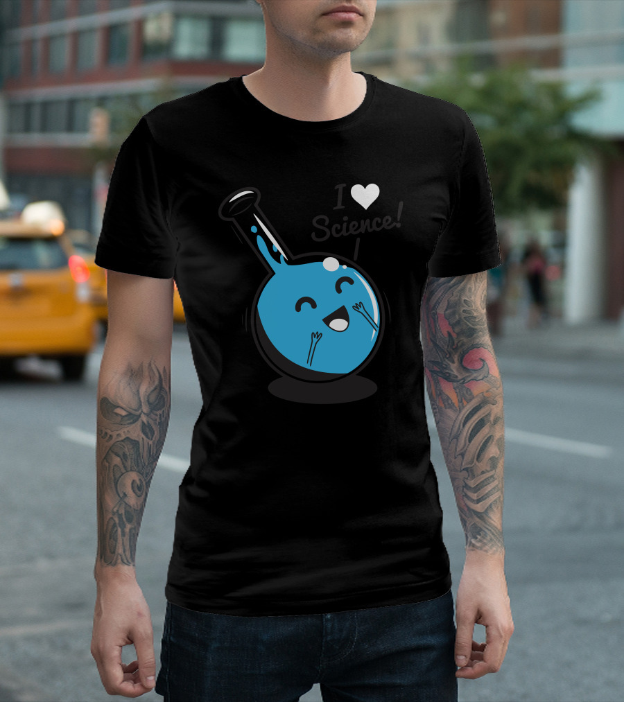 Heart I Heart Science Blue Happy Drop Chemistry T-Shirt