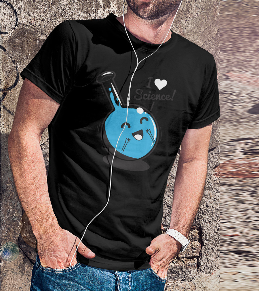 Heart I Heart Science Blue Happy Drop Chemistry T-Shirt