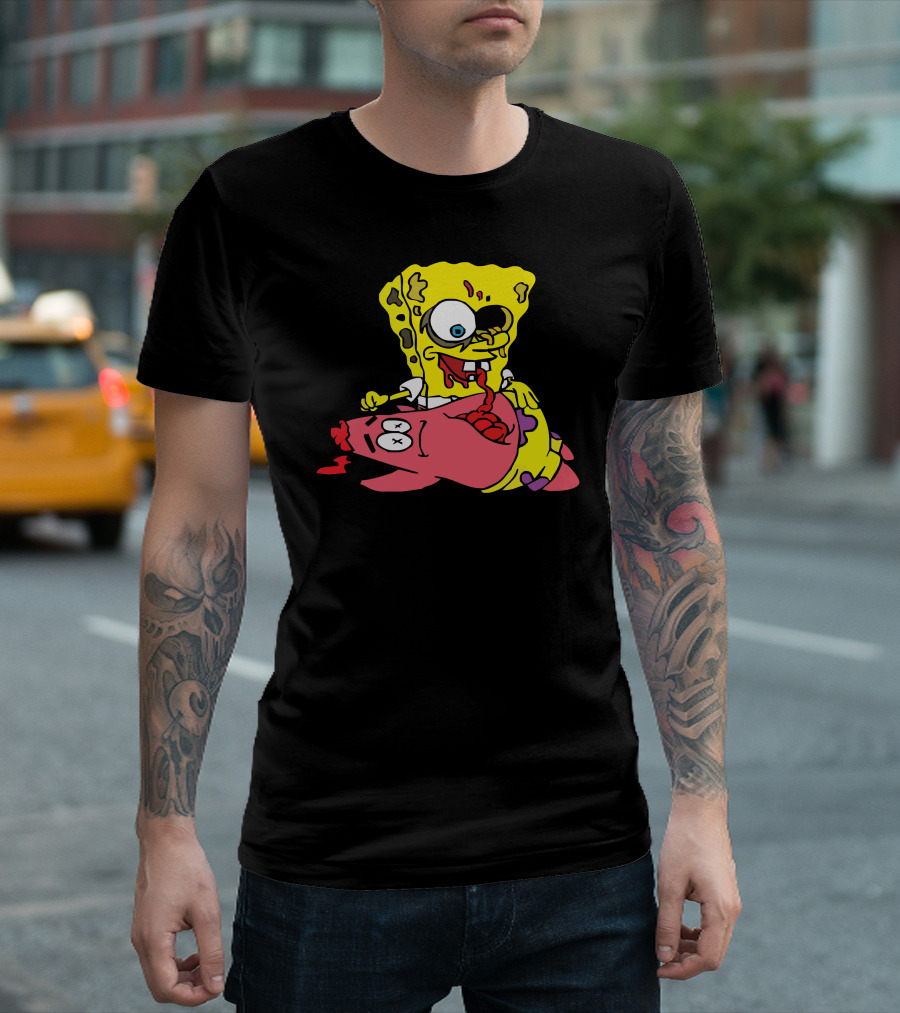 Spongebob Zombie Game Over Funny Cartoon Party Humor T-Shirt